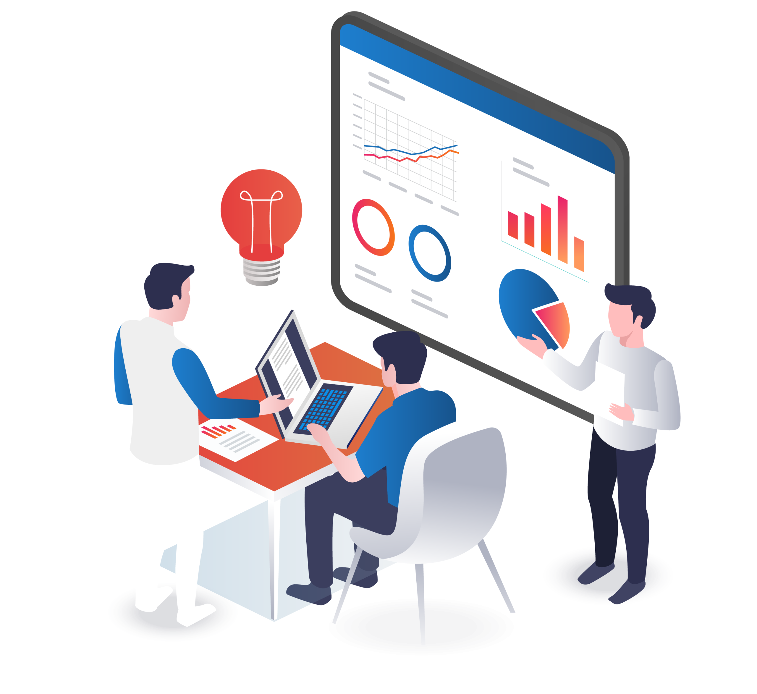 Three people discussing strategy for ITSM